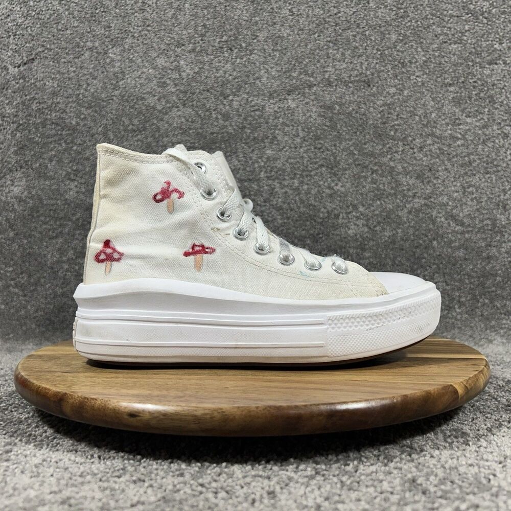 Converse Chuck Taylor All Star Move Hi Women's Size 6 White Mushrooms Shoes Used